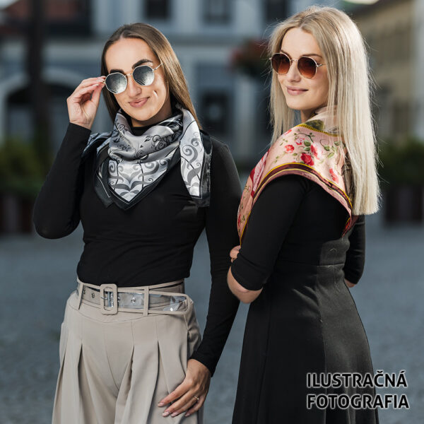 Exkluzívna hodvábna šatka ORNAMENT - MEDENÝ, 90 x 90cm, Vyrobené na Slovensku - Image 10