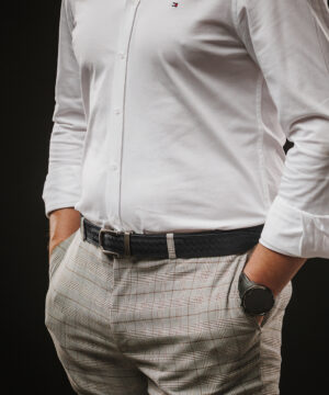 Alternative view of Kožený opasok s dekorom a automatickou prackou – NICKEL GAP, limitovaná edícia, čierny