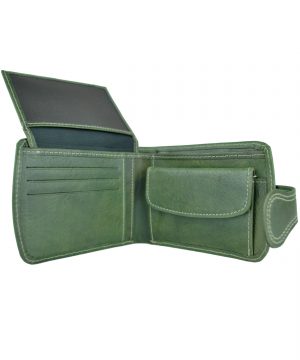 Elegantná kožená peňaženka č.8467 v zelenej farbe, ručne tamponovaná (5)