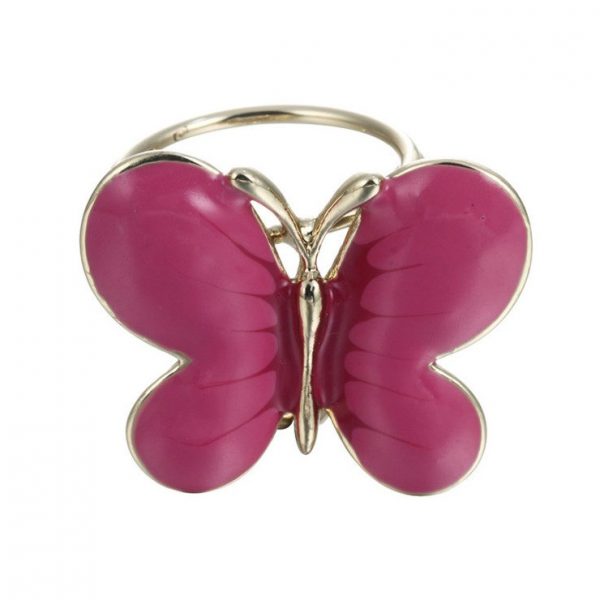 Elegantná ozdobná brošňa pre šatky v tvare ružového motýľa (1)