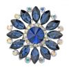Luxusný trojprstenec na šatky v tvare kvetiny s modrými kryštálmi (2)