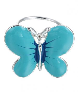Elegantná ozdobná brošňa pre šatky v tvare modrého motýľa