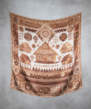 Alternative view of Exkuzívna hodvábna šatka ČIČMANY - SÉPIA, 90 x 90cm, Vyrobené na Slovensku