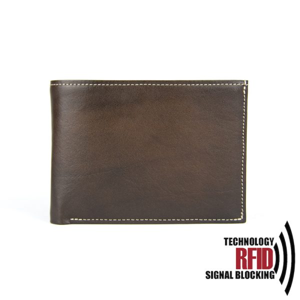 Kožená RFID peňaženka v tmavo hnedej farbe č.8552, ručne tieňovaná - Image 6