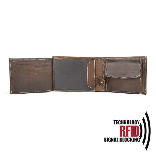 Kožená RFID peňaženka v tmavo hnedej farbe č.8552, ručne tieňovaná - Image 2