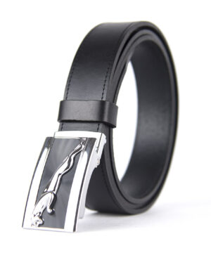 Luxusný kožený opasok s brzdou, šírka 3.5cm - SILVER JAGUAR