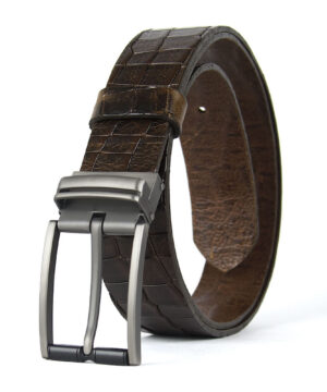 Alternative view of Kožený opasok s dezénom TITAN SHADOW, šírka 3.3cm, Ručná výroba na Slovensku