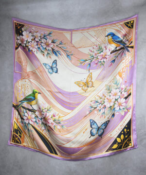 Alternative view of Hodvábna šatka JARNÁ ZÁHRADA – RUŽOVÁ, 90 x 90cm, Vyrobené na Slovensku