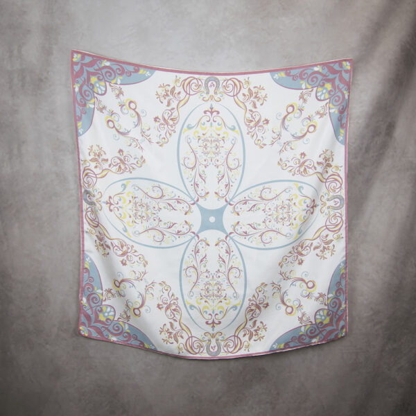 Exkuzívna hodvábna šatka ORNAMENT VZOR_2, 90 x 90cm, Made in SLOVAKIA - Image 2
