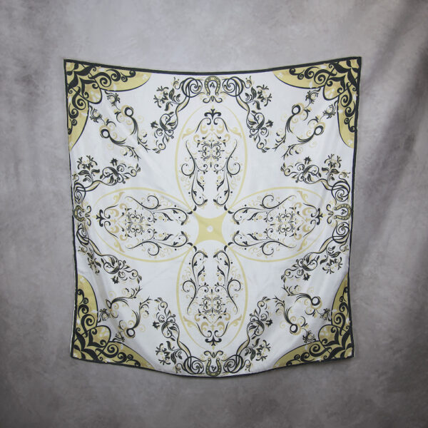 Exkuzívna hodvábna šatka ORNAMENT VZOR_3, 90 x 90cm, Made in SLOVAKIA - Image 2