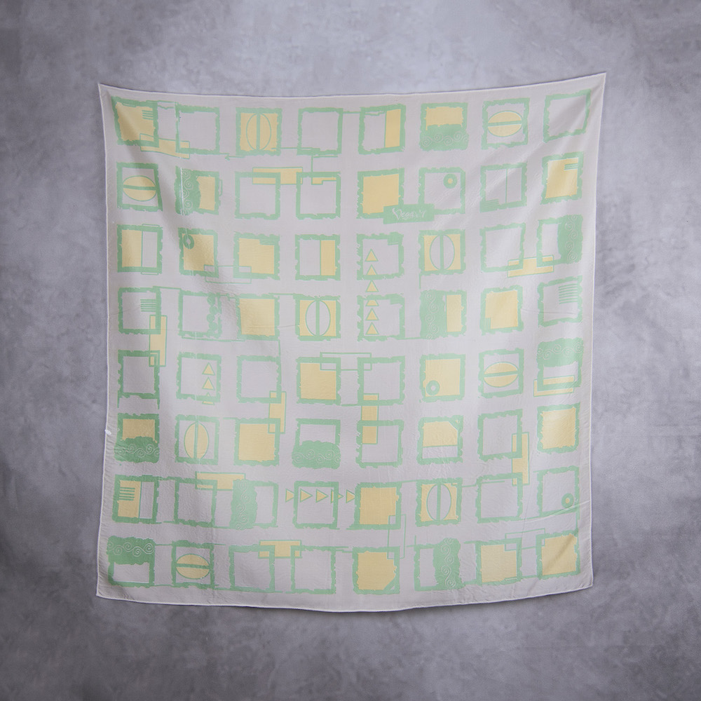 Hodvábna šatka ŠTVORCE ZELENÝ MIX, 85 x 85cm, Vyrobená na Slovensku – Obrázok 2