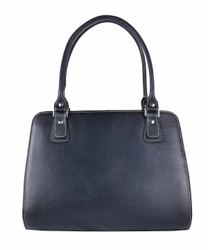 Exkluzívna kožená kabelka 8614 ručne tamponovaná a tieňovaná v tmavo modrej farbe