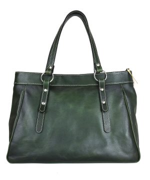 Kožená kabelka 8602 ručne tamponovaná a tieňovaná v tmavo zelenej farbe