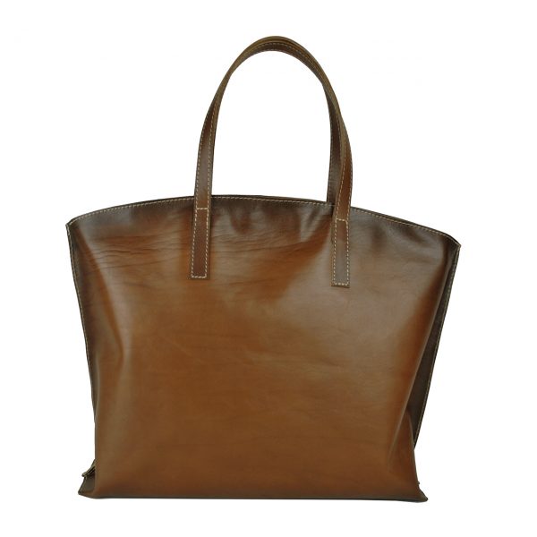 Kožená kabelka veľká na plece SHOPPER BAG, ručne farbená, hnedá farba - Image 4