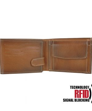 Kožená RFID peňaženka vo svetlo hnedej farbe č.8552, ručne tieňovaná