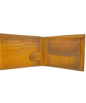 Kožená peňaženka č.8552 ručne tieňovaná v žltej farbe