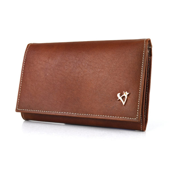 Dámska luxusná kožená peňaženka ručne farbená v hnedej farbe