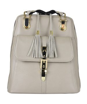 Moderný dámsky kožený ruksak 8696 z prírodnej kože v bežovej farbe.,