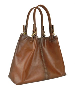 Dámska kožená kabelka SHOPPER, ručne farbená a tieňovaná, svetlo hnedá