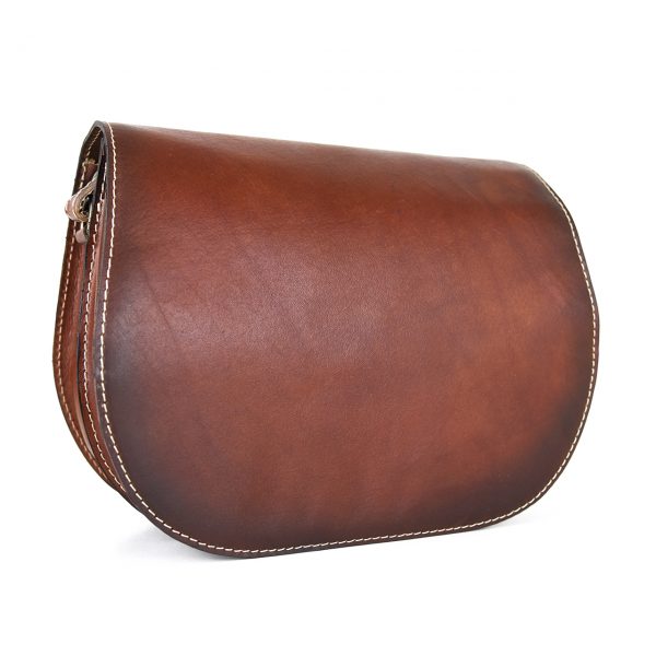Unikátna kožená crossbody kabelka v Cigaro farbe 7403, ručne tieňovaná - skrytý magnet - Image 4