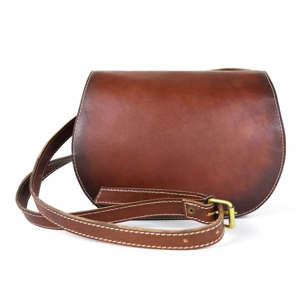 Unikátna kožená crossbody kabelka v Cigaro farbe 7403, ručne tieňovaná - skrytý magnet - Image 2