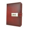Zápisník z prírodnej kože na heslový zámok, ručne tieňovaný, tmavo červená farba