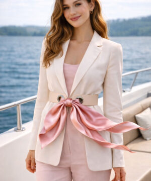 Alternative view of Kožený úzky opasok viazaný šatkou – Prírodný, Výroba na Slovensku