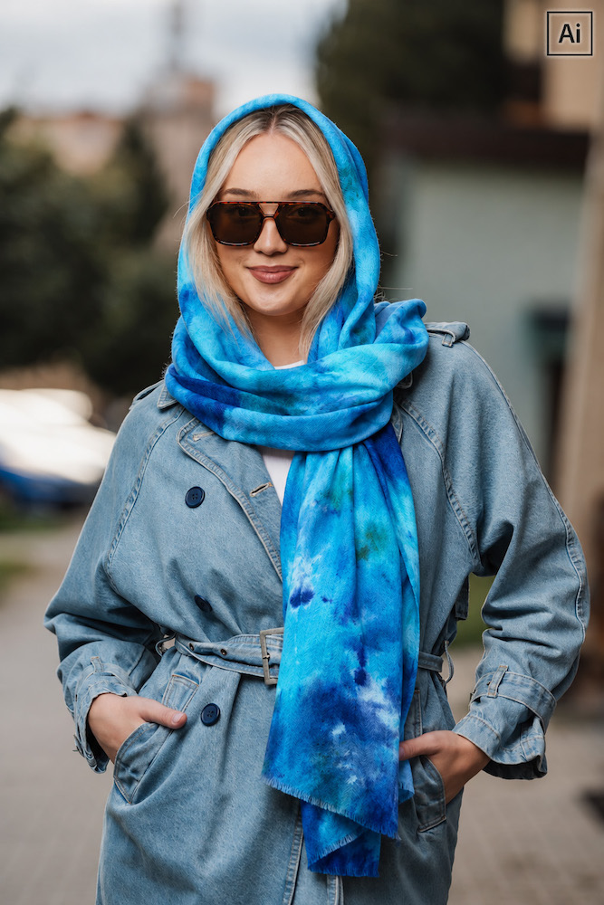 Unisex zimný šál z Merino vlny, vyrobený na Slovensku, Limitovaná edícia 079 – Obrázok 5