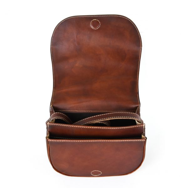 Unikátna kožená crossbody kabelka v Cigaro farbe 7403, ručne tieňovaná - skrytý magnet - Image 8