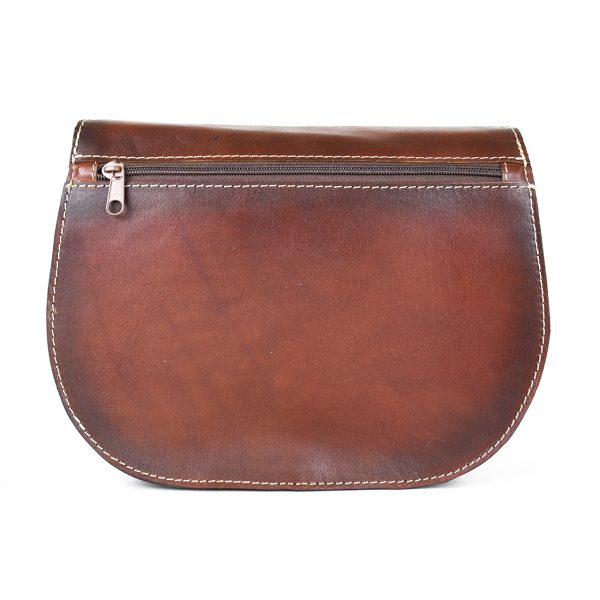 Unikátna kožená crossbody kabelka v Cigaro farbe 7403, ručne tieňovaná - skrytý magnet - Image 7